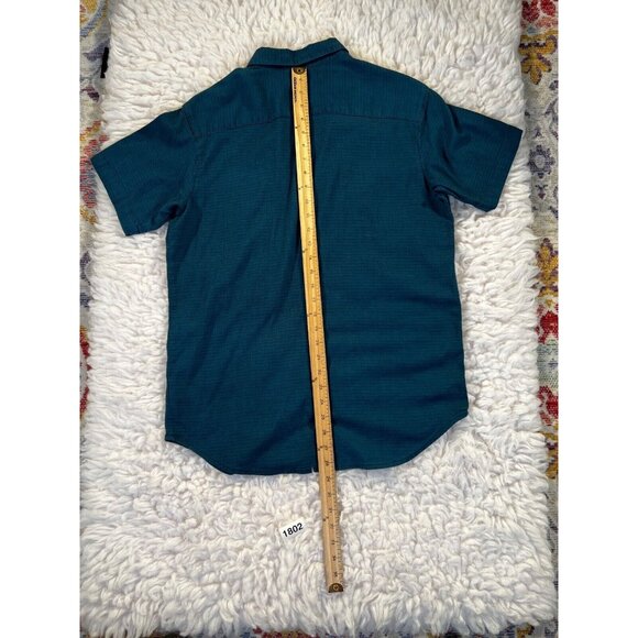 Columbia Mens Shirt Short Sleeve Sz Med Button Down Blue Striped Pocket Stretch - Picture 3 of 7